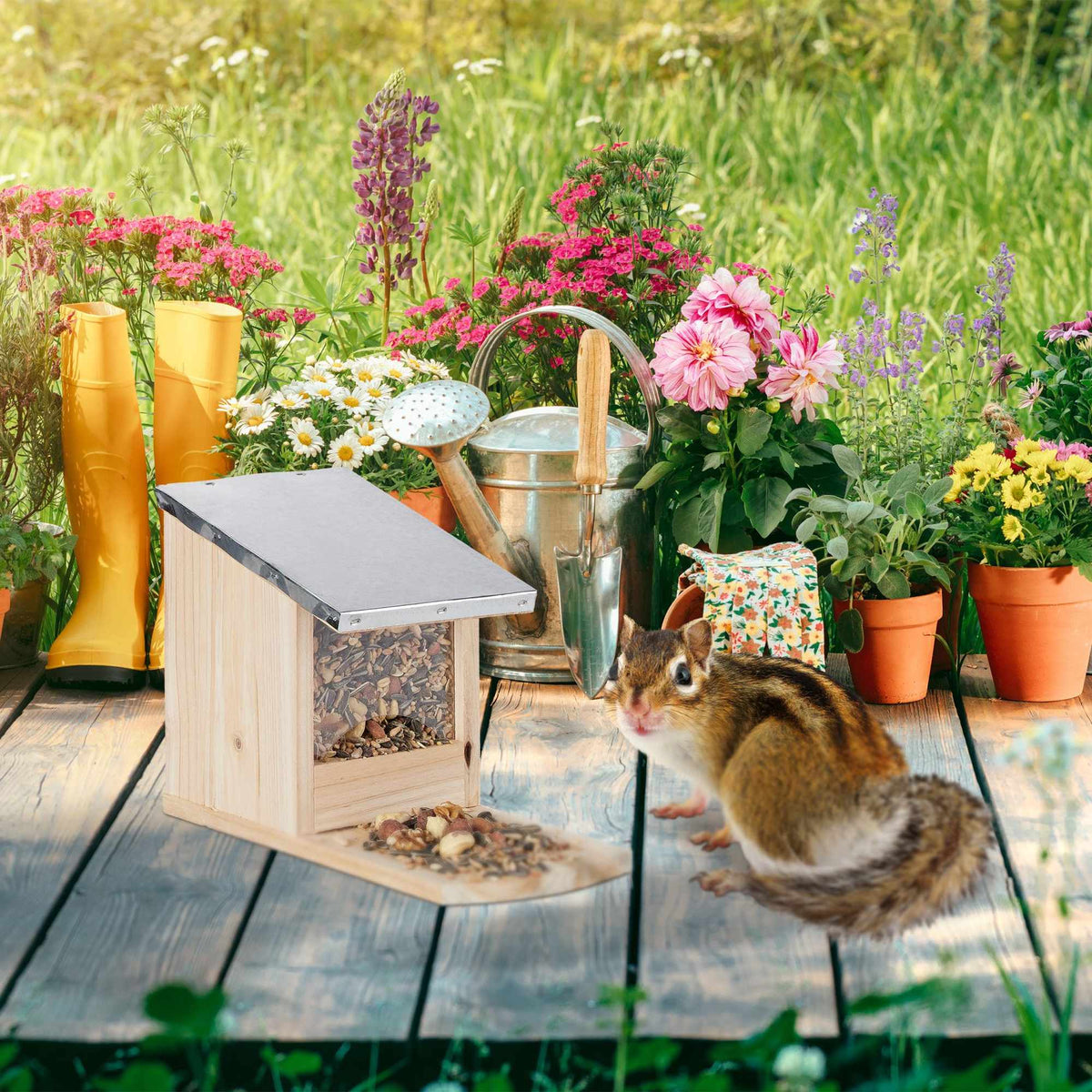 Squirrel feeder Metal roof