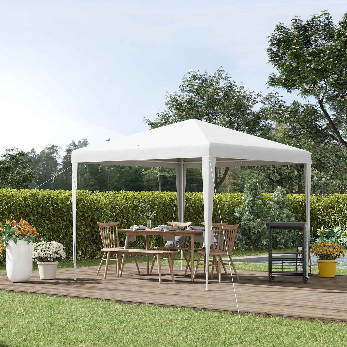 Stable Party Tent 2.7X2.7M Click System Pe Tarpaulin Steel Frame White