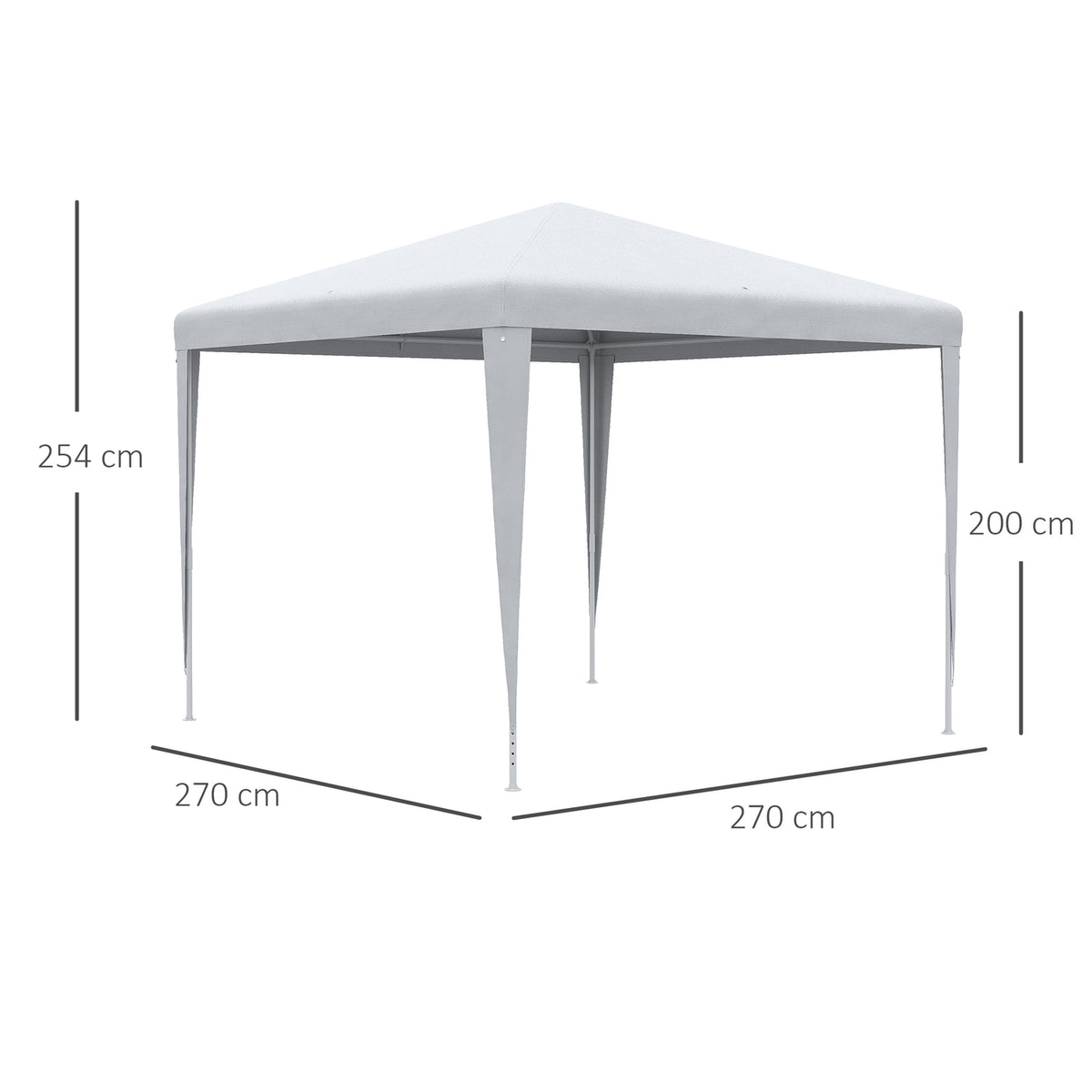 Stable Party Tent 2.7X2.7M Click System Pe Tarpaulin Steel Frame White
