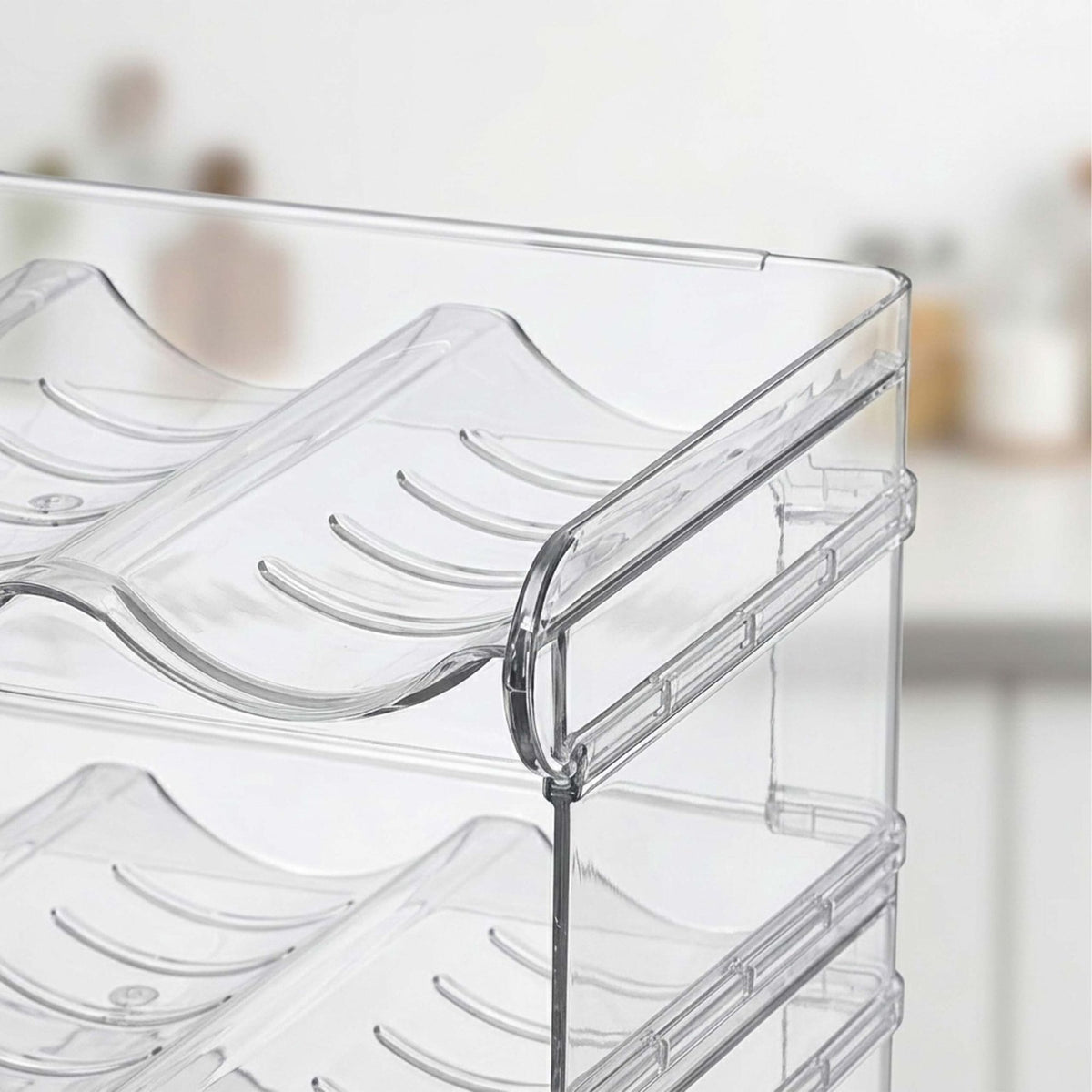 Stackable 12-Bottle Rack, 4 Tiers, Transparent Plastic