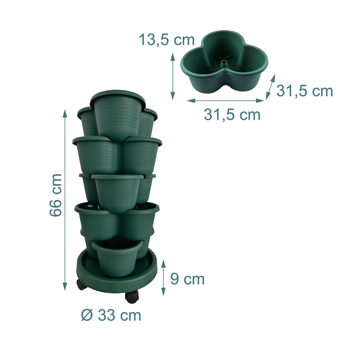 Stackable Indoor Garden Tower, 5-Tier, 15 Pots, Drainage