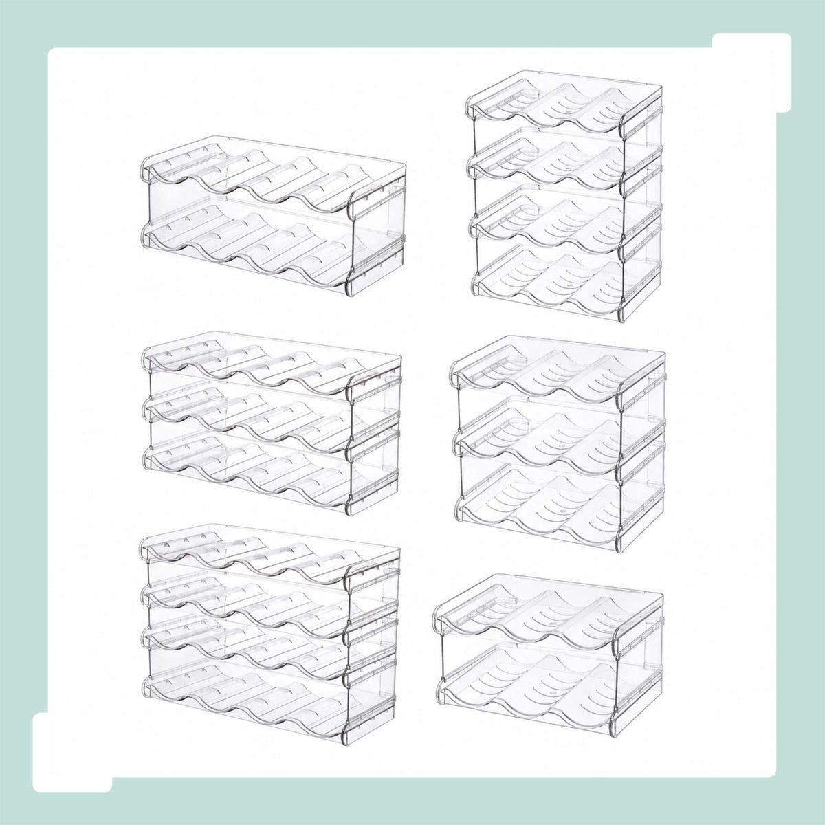 Stackable Modular Bottle Rack, Expandable, Transparent