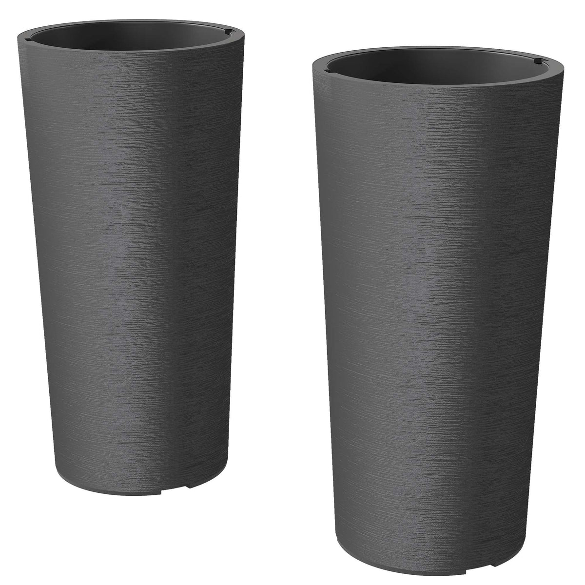 Stackable Planter Set with Drainage, 60 cm, Dark Grey