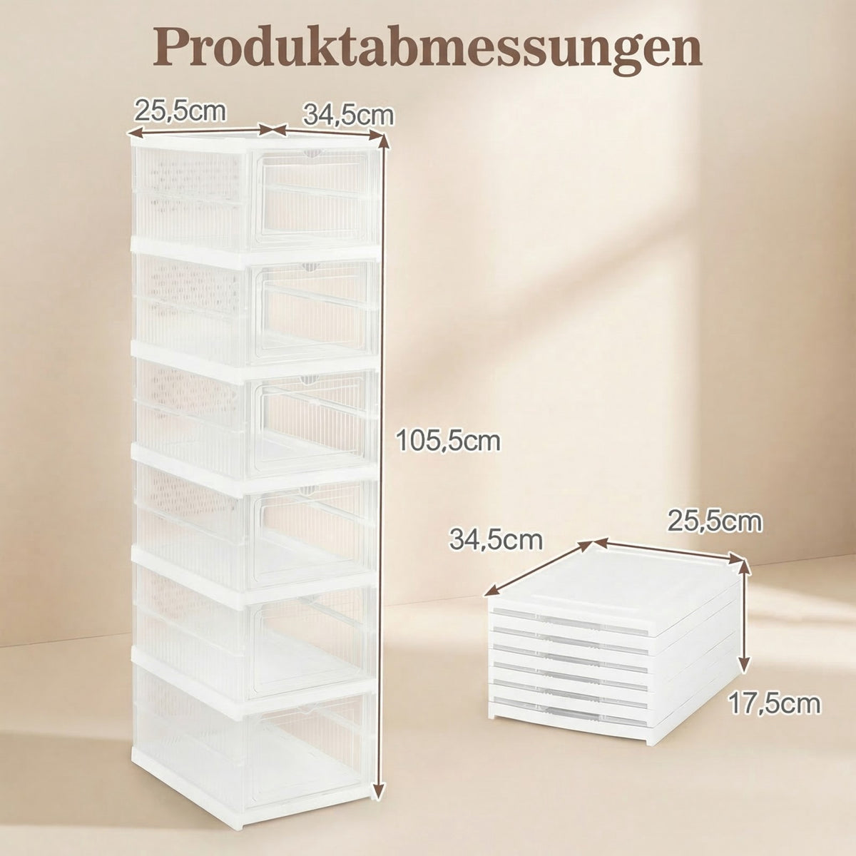 Stackable Shoe Boxes with Flip Door, 12-Pair Organizer Set