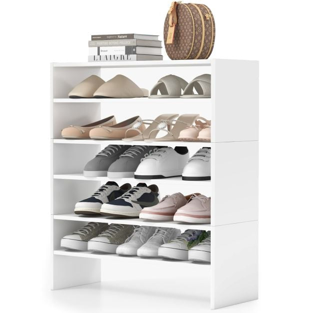 Stackable Shoe Rack, 3-Piece 2-Tier, 78 cm, White