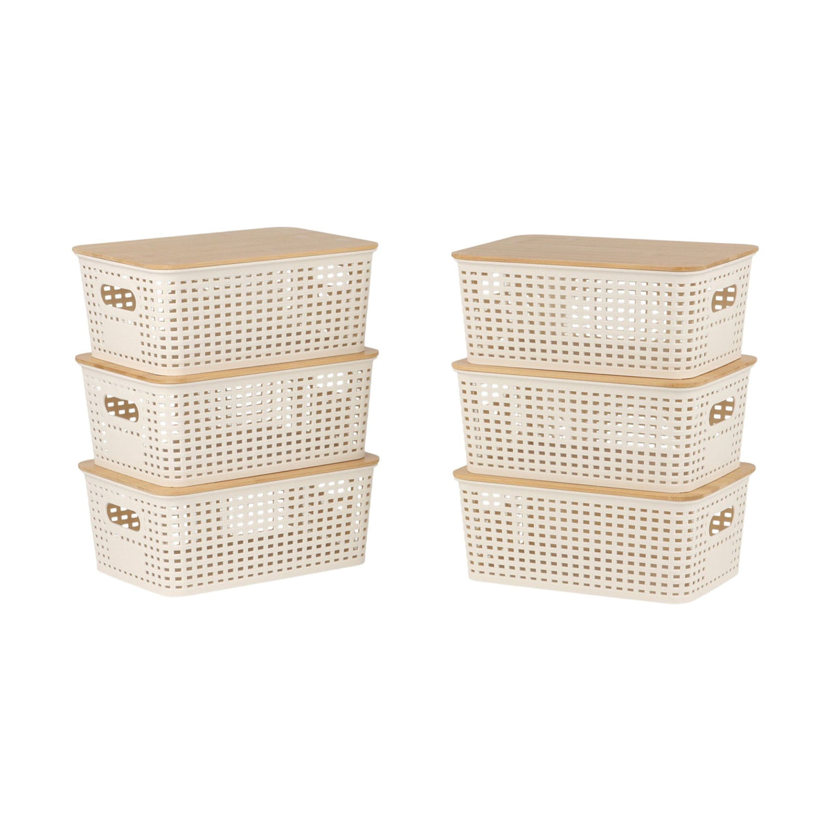 Stackable Storage Box Set with Bamboo Lid