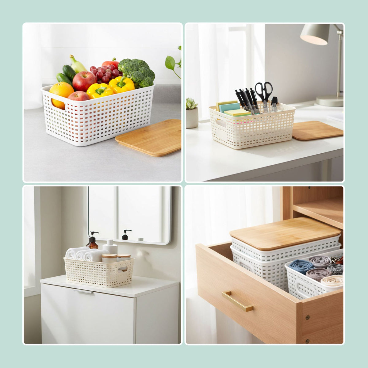 Stackable Storage Box Set with Bamboo Lid