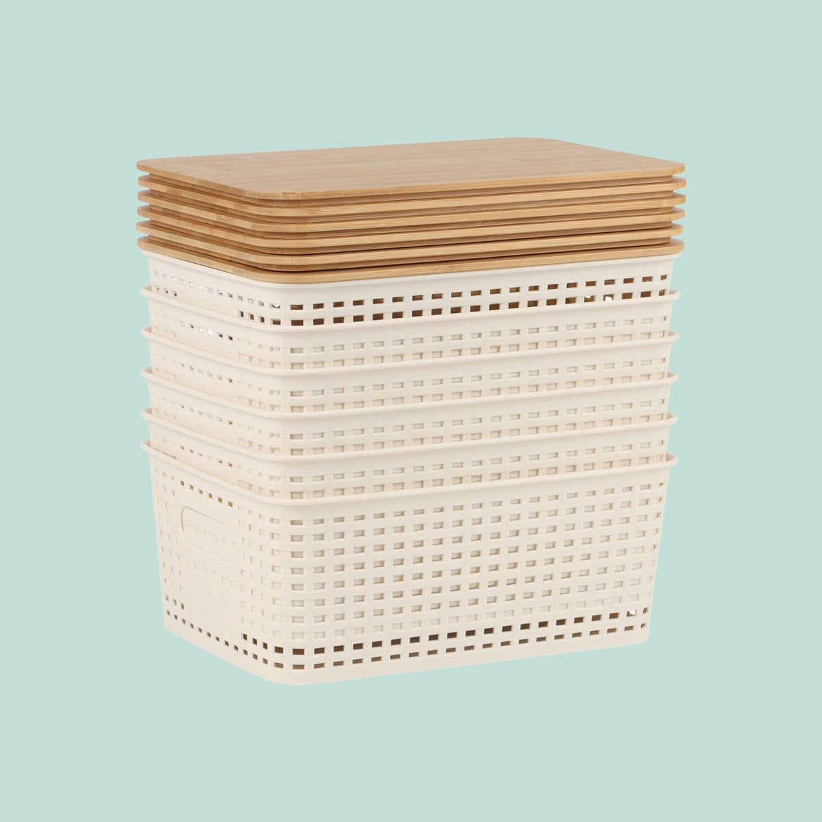 Stackable Storage Box Set with Bamboo Lid