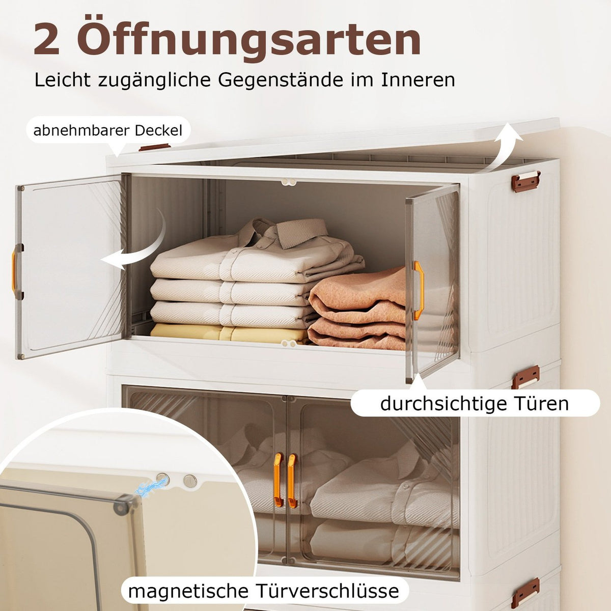 Stackable Storage Boxes with Wheels, 284L Capacity