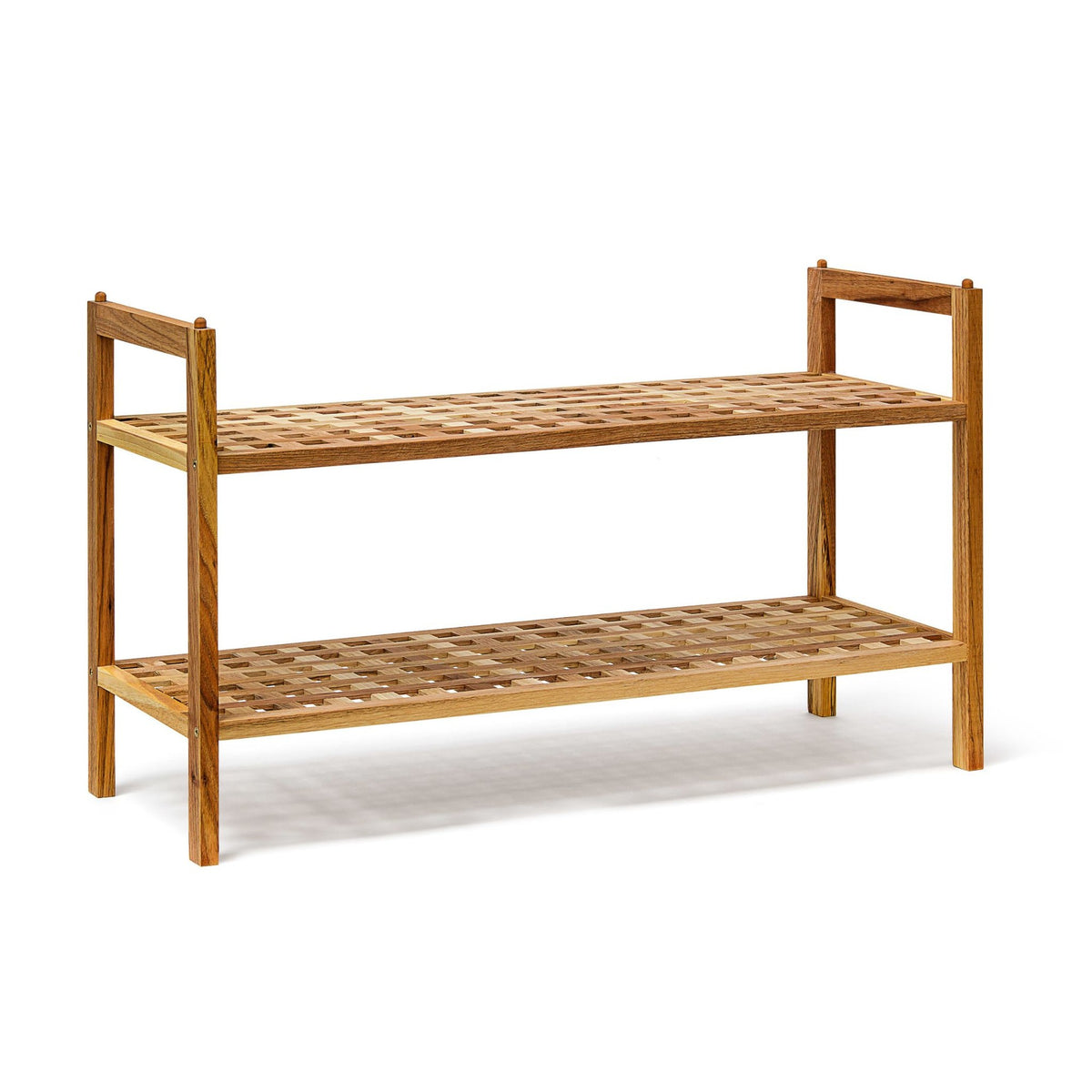 Stackable shoe shelf in walnut wood