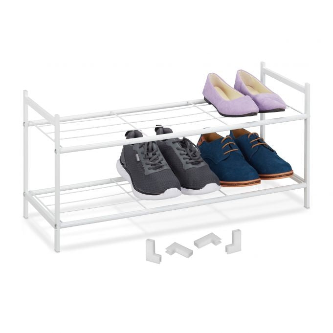 Stackable shoe shelf with 2 shelves