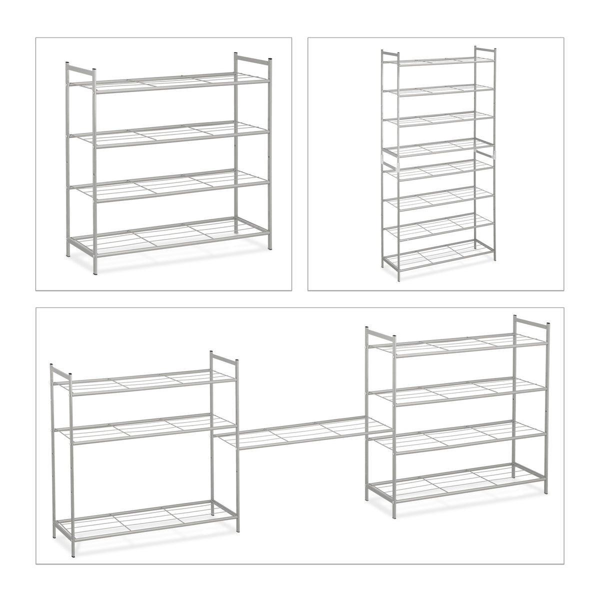 Stackable shoe shelf with 4 shelves