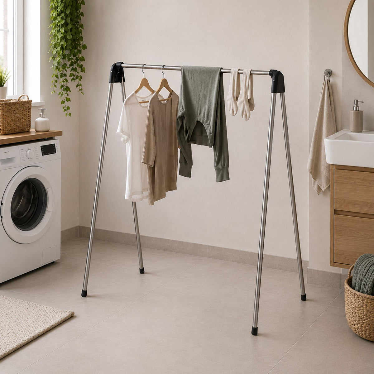 Stainless Steel Folding Drying Rack, 122 x 123.5 cm