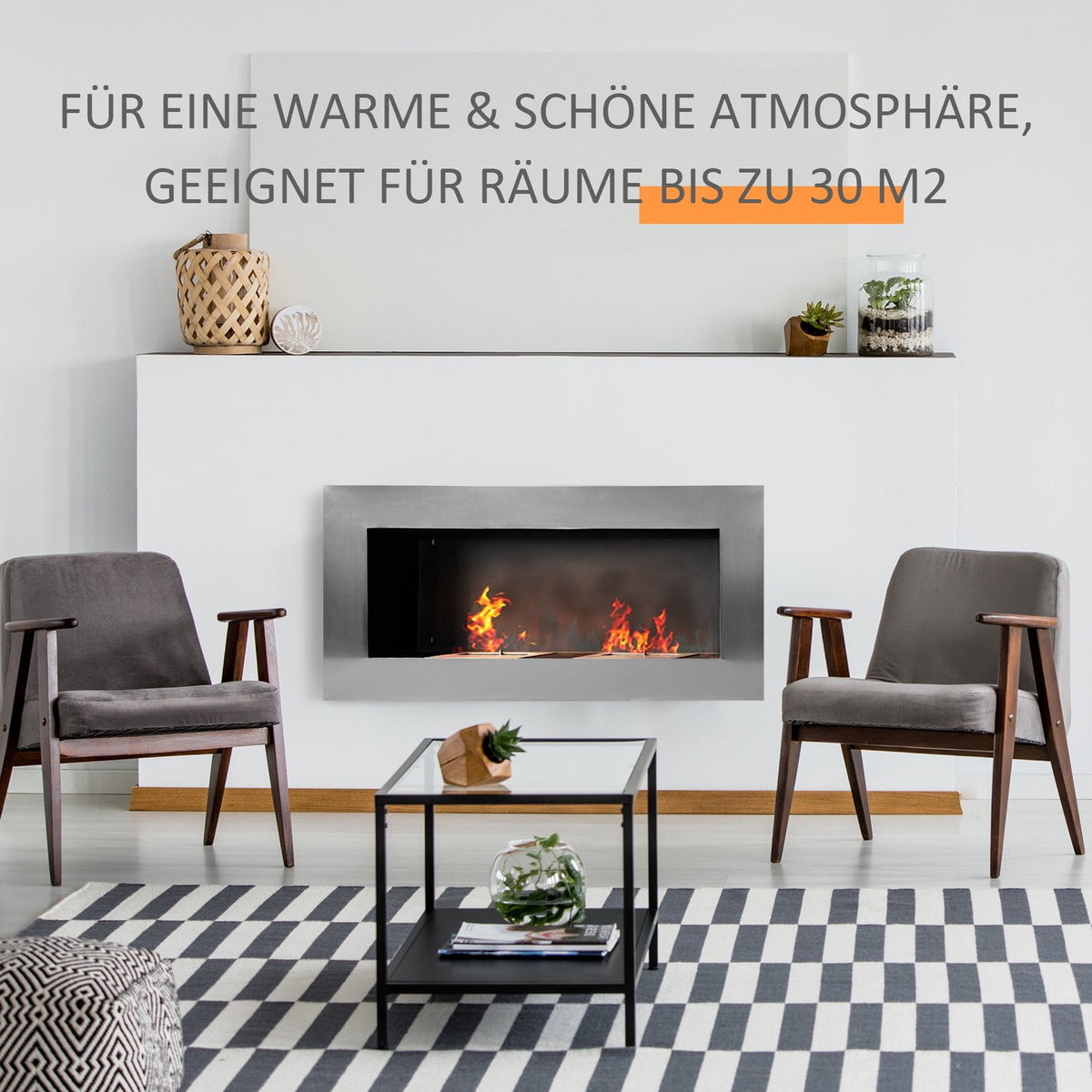 Stainless Steel Gel Fireplace Ethanol Fireplace Bioethanol Fireplace Wall Fireplace Silver 110 X 54 X 14 Cm