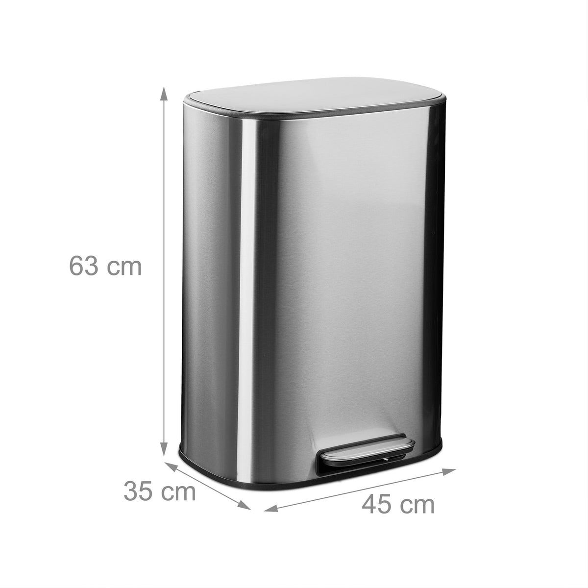 Stainless Steel Pedal Bin, 50L, Soft-Close Lid