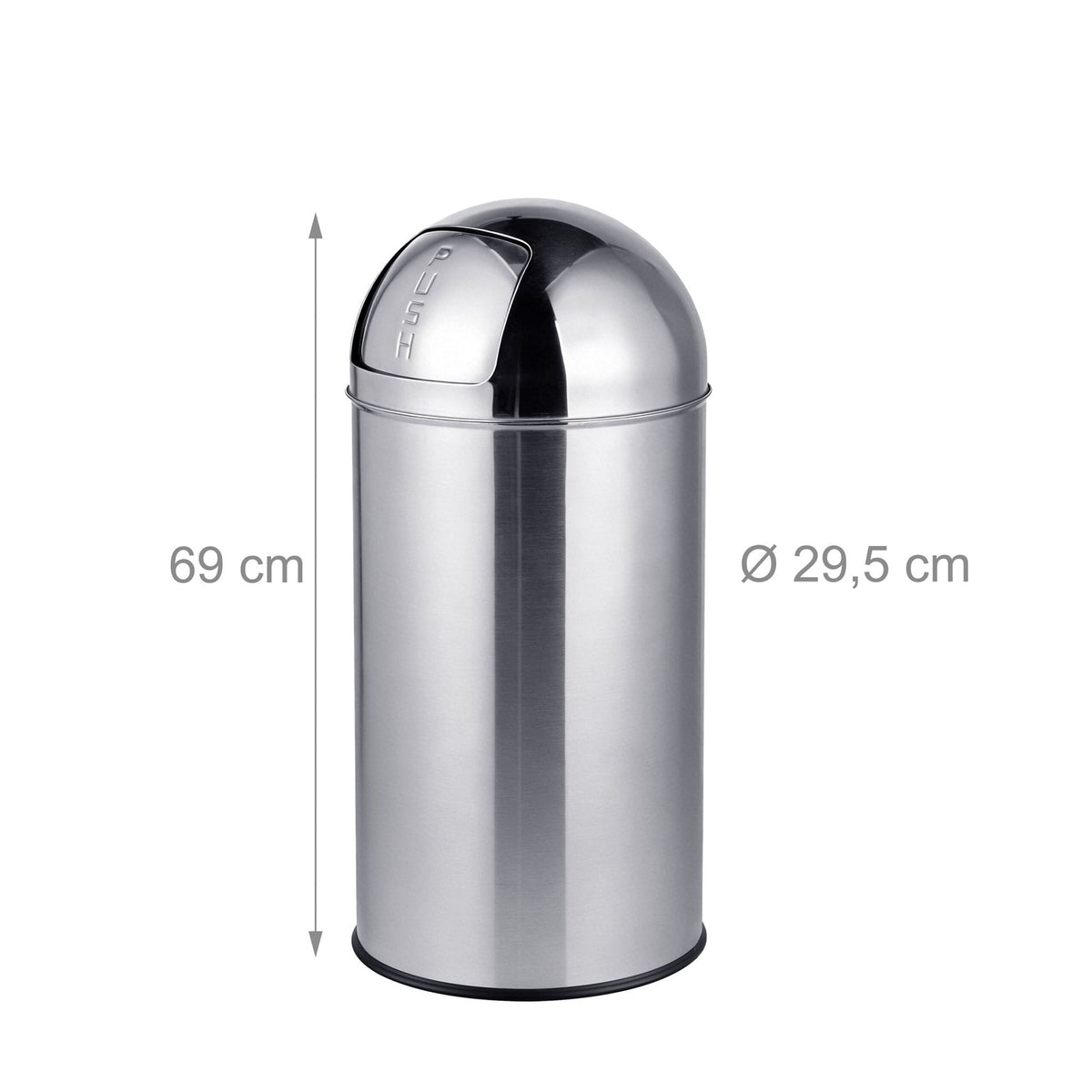 Stainless Steel Push-Lid Bin, 70L, Silver