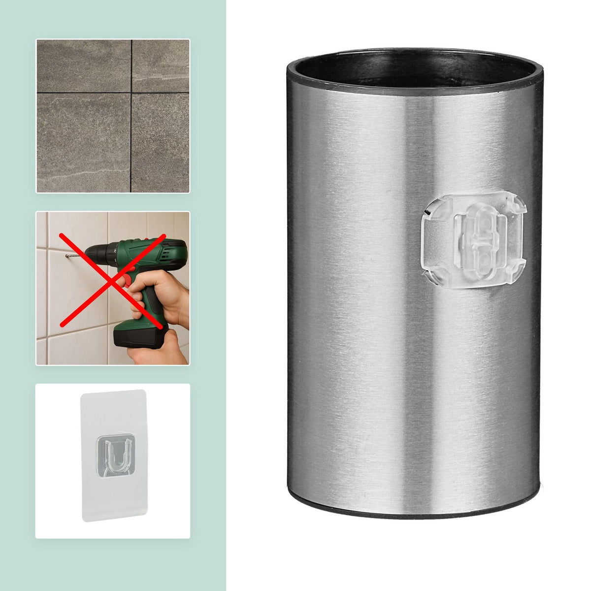 Stainless Steel Toilet Brush Set with Wall Holder