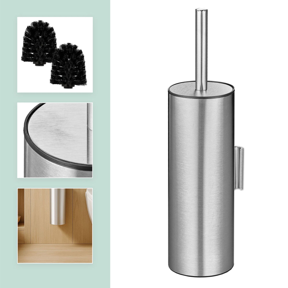 Stainless Steel Toilet Brush Set with Wall Mount