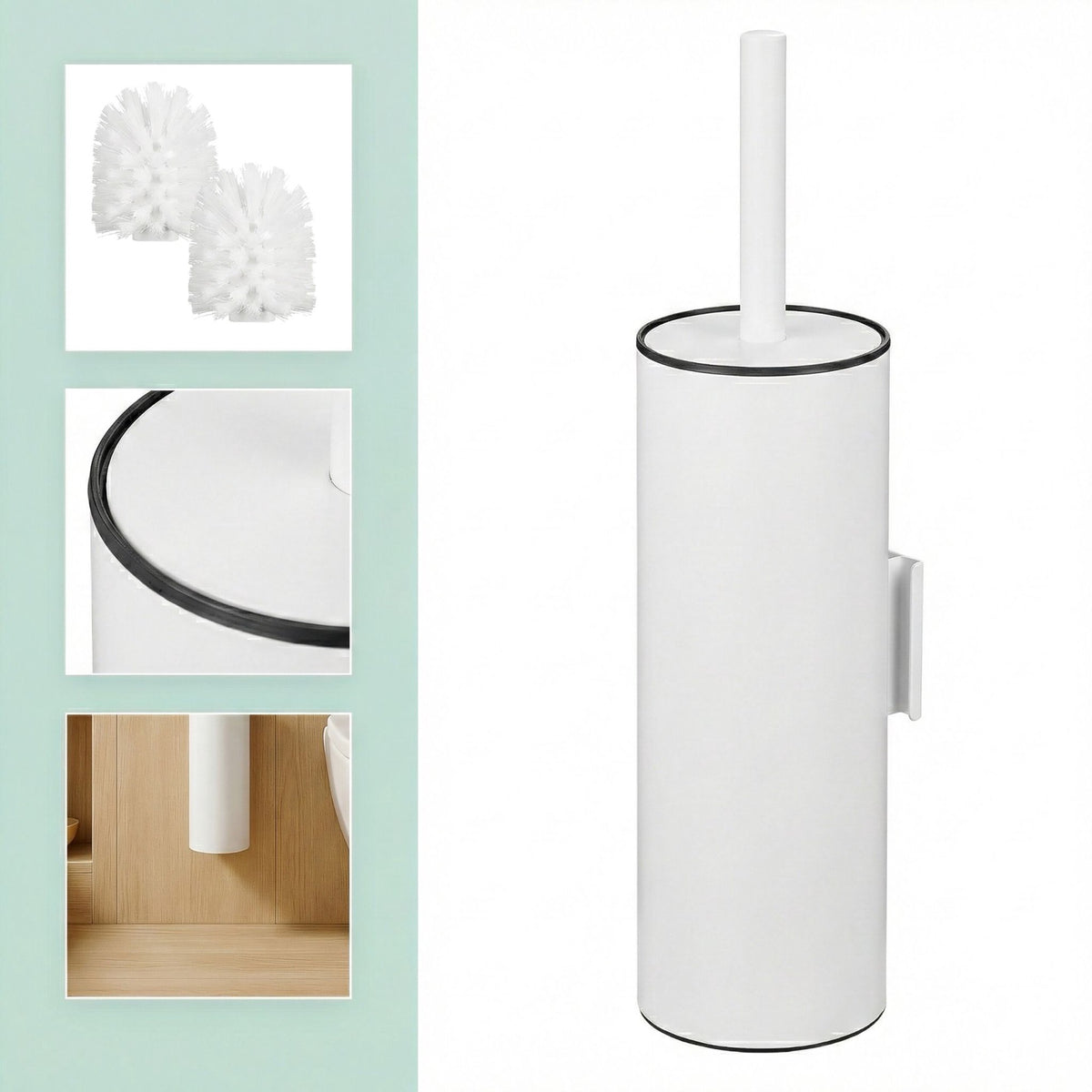 Stainless Steel Toilet Brush Set with Wall Mount