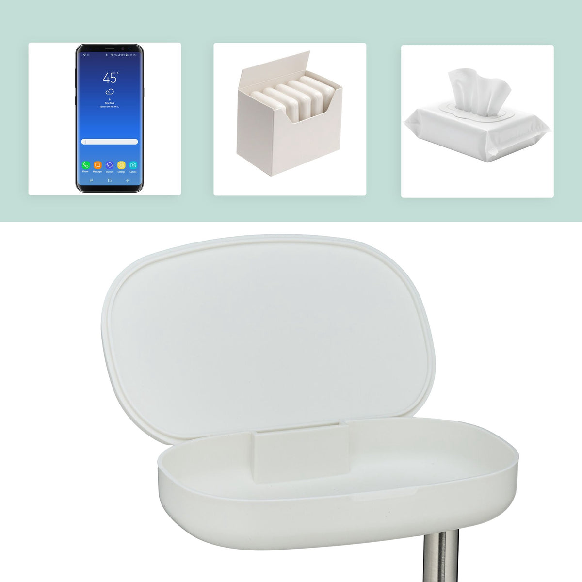 Stainless Steel Toilet Roll Holder with Shelf