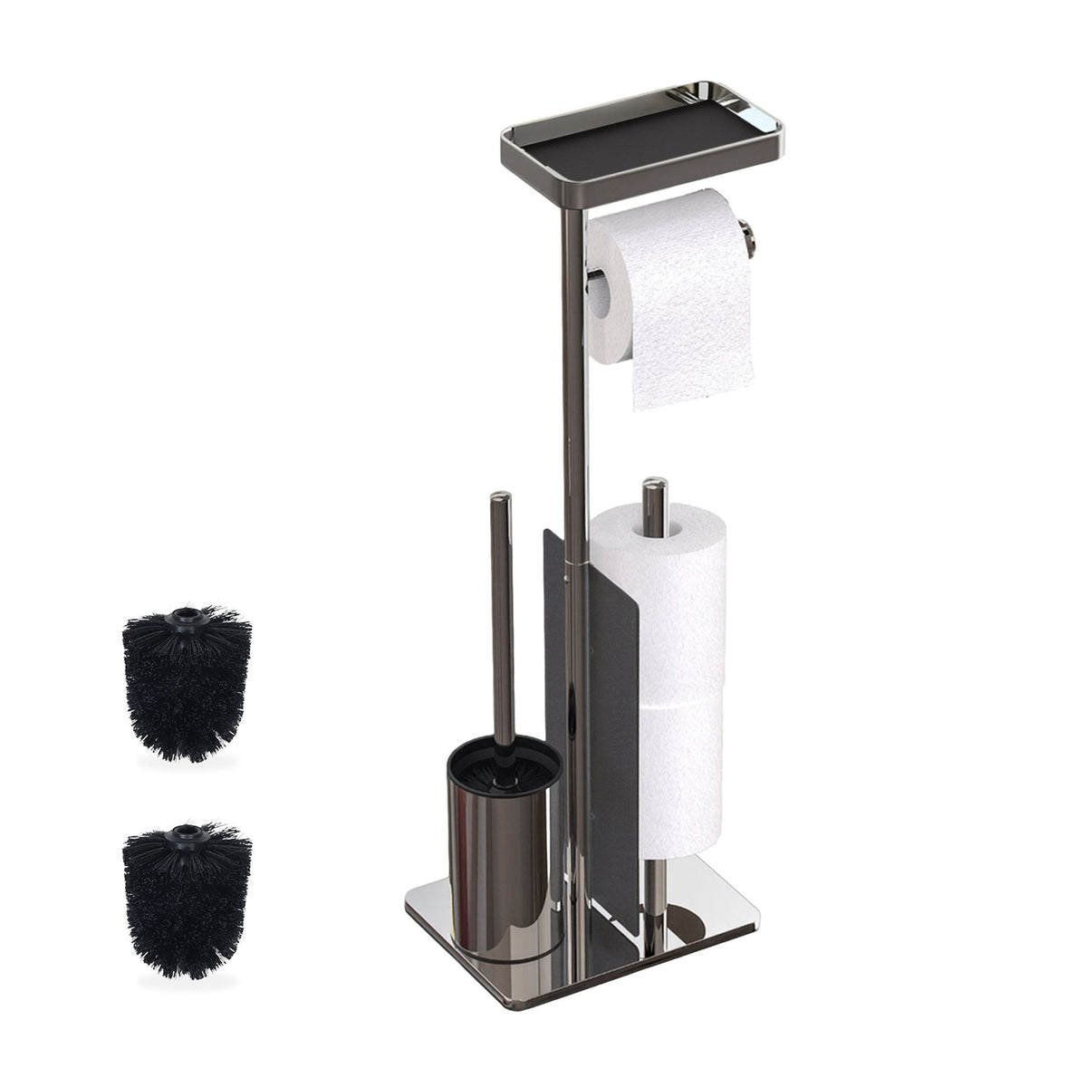 Stainless Steel Toilet Stand with Shelf and Brush