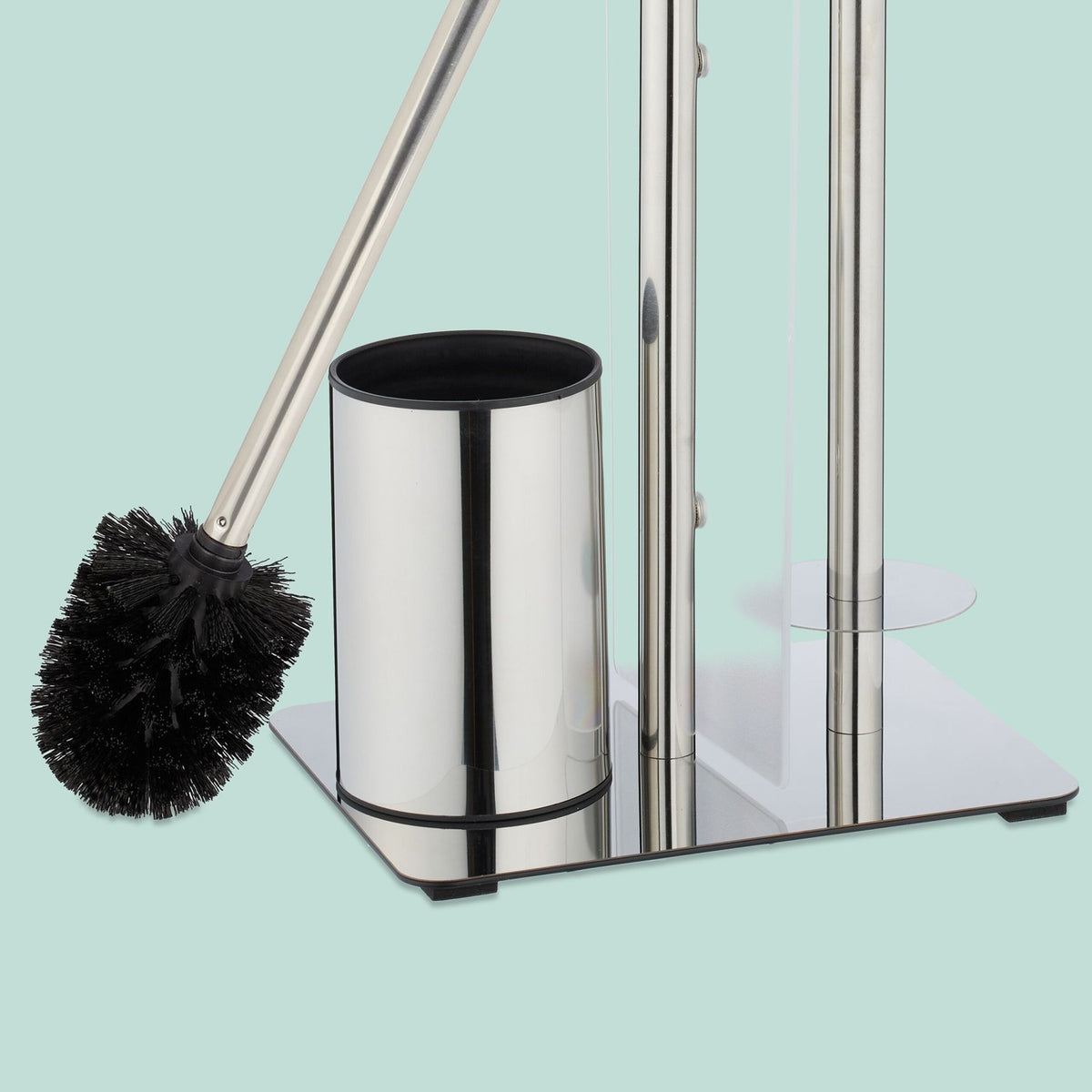 Stainless Steel Toilet Stand with Shelf and Brush