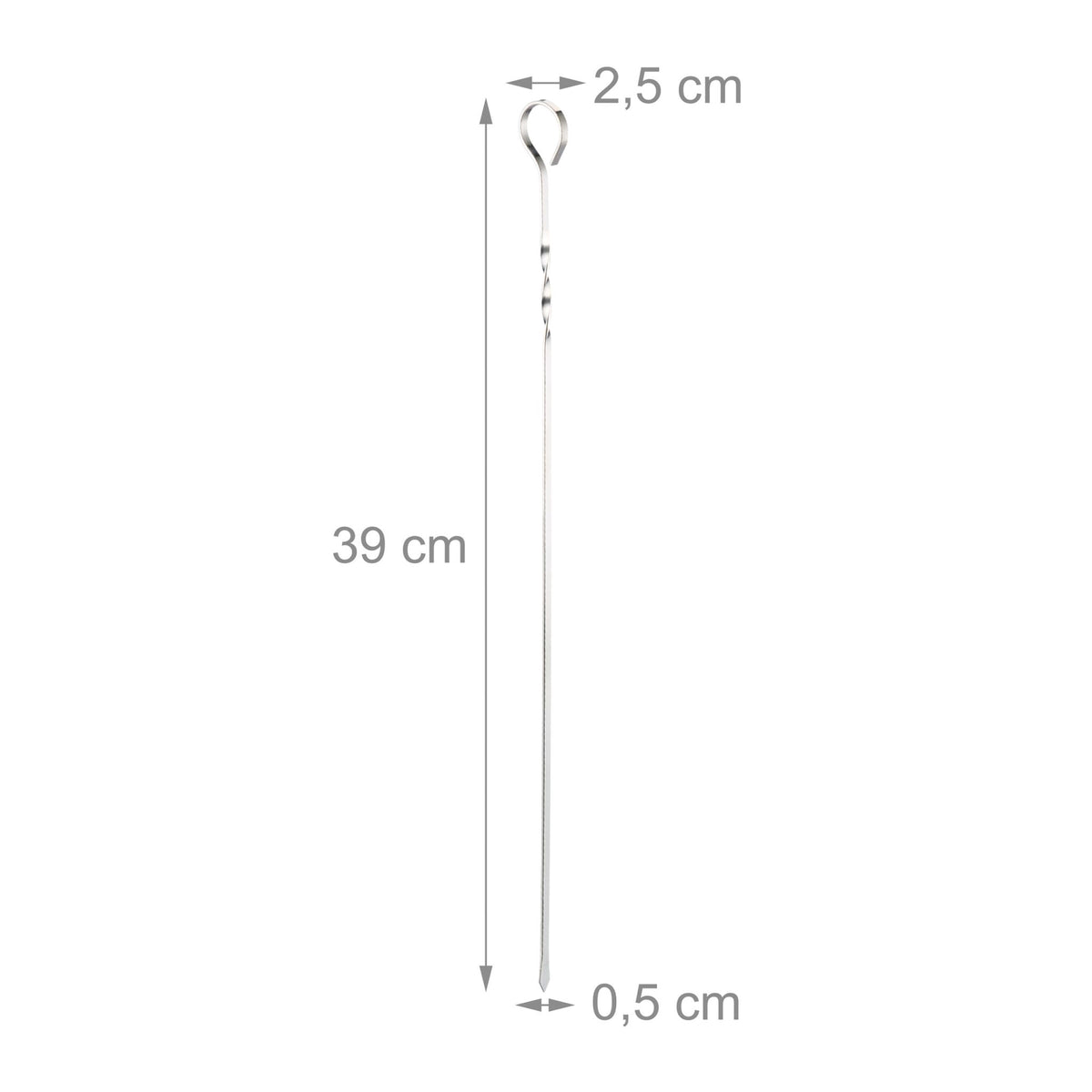 Stainless steel barbecue skewers in a set of 20