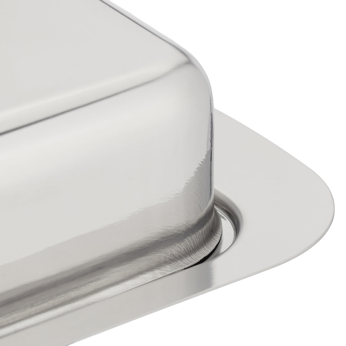 Stainless steel butter dish with lid