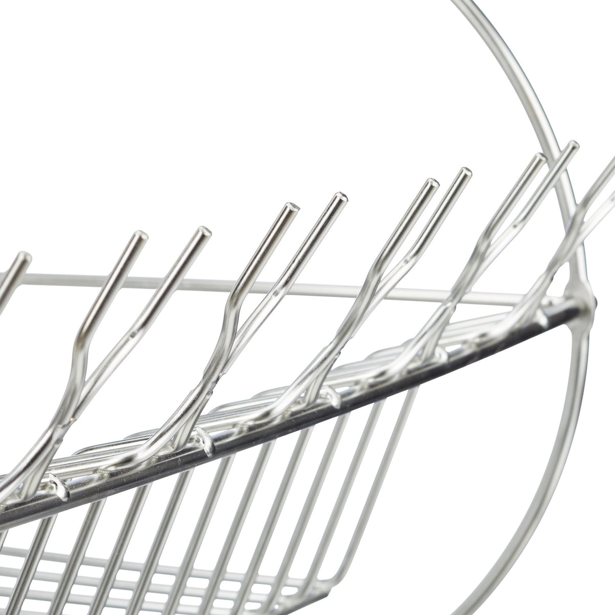 Stainless steel dish rack with glass holder