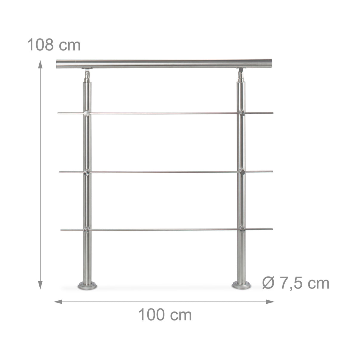 Stainless steel stair railings 1.0m / 2 posts / 3 crossbars