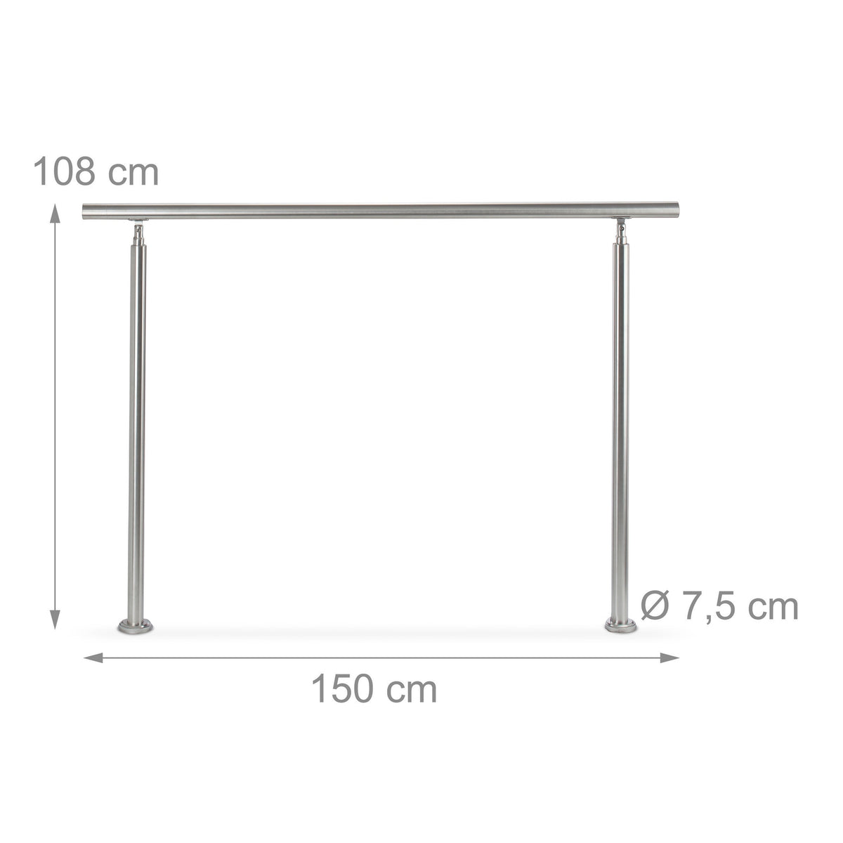 Stainless steel stair railings 1.5m / 2 posts / 0 crossbars