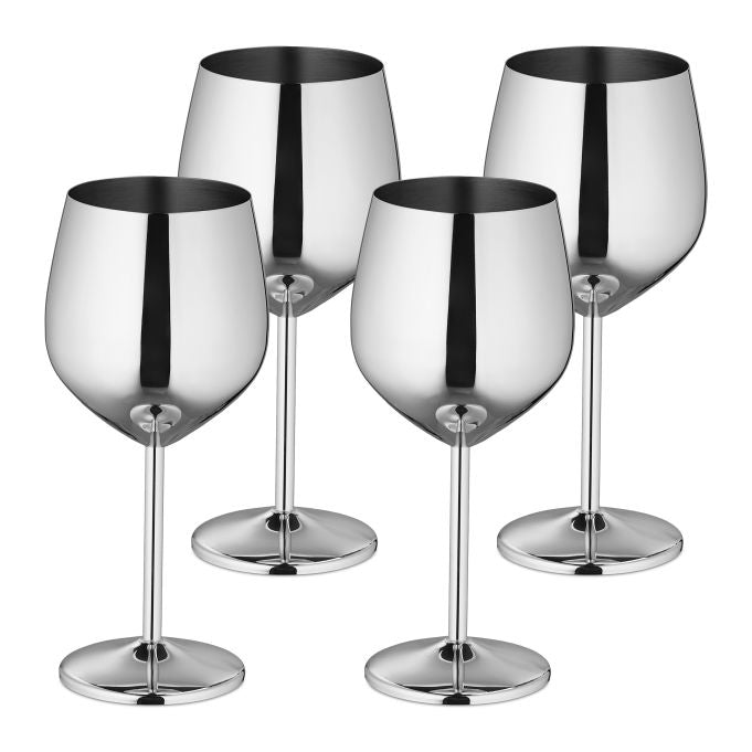 Stainless steel wine glasses, set of 4