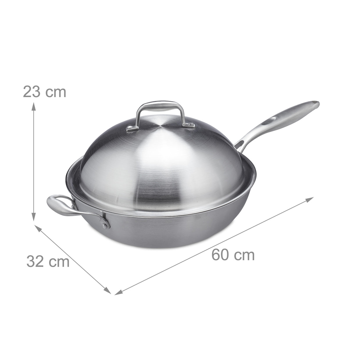 Stainless steel wok with lid
