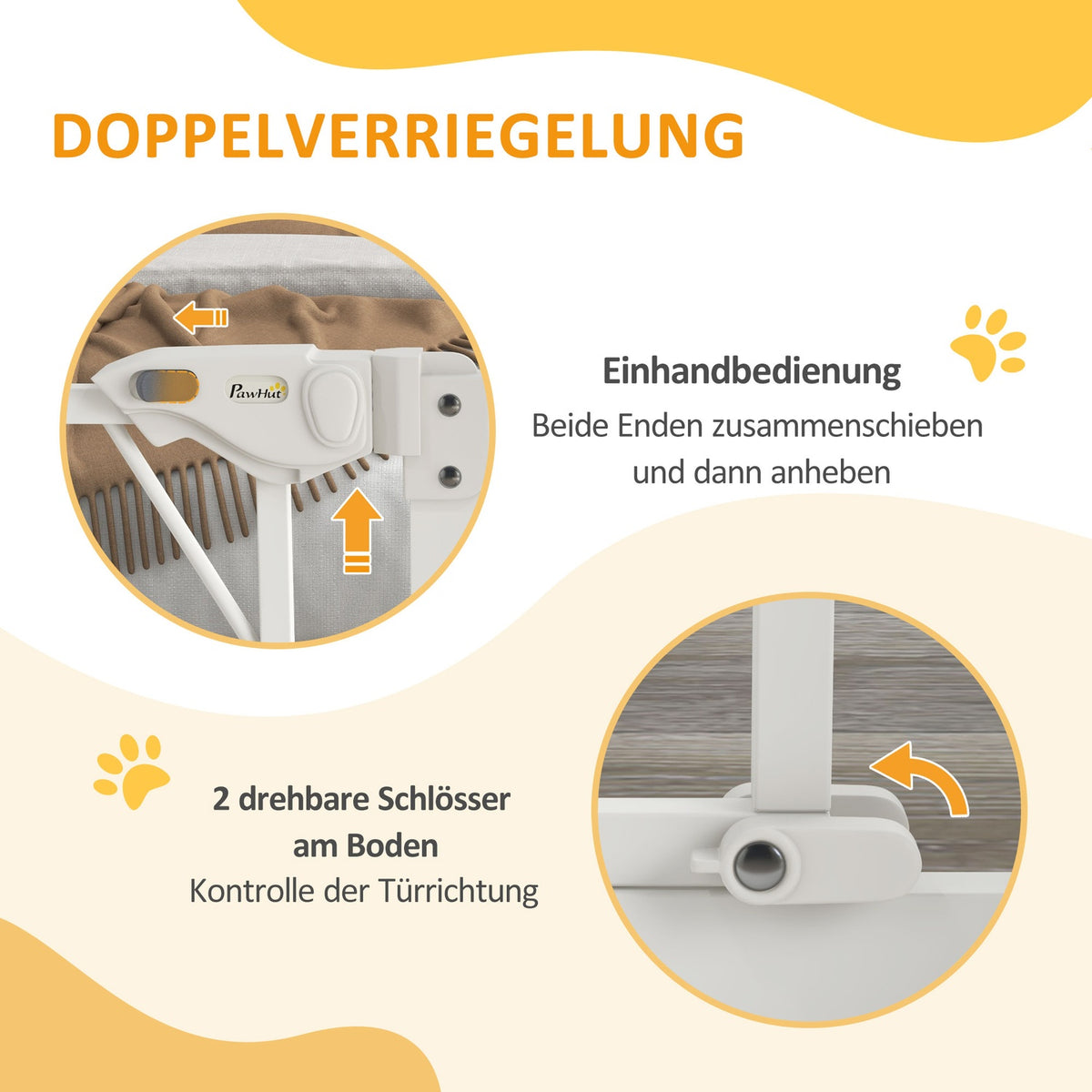 Stair Gate Dogs Automatic Door Drill-Free Barrier 74-100Cm White