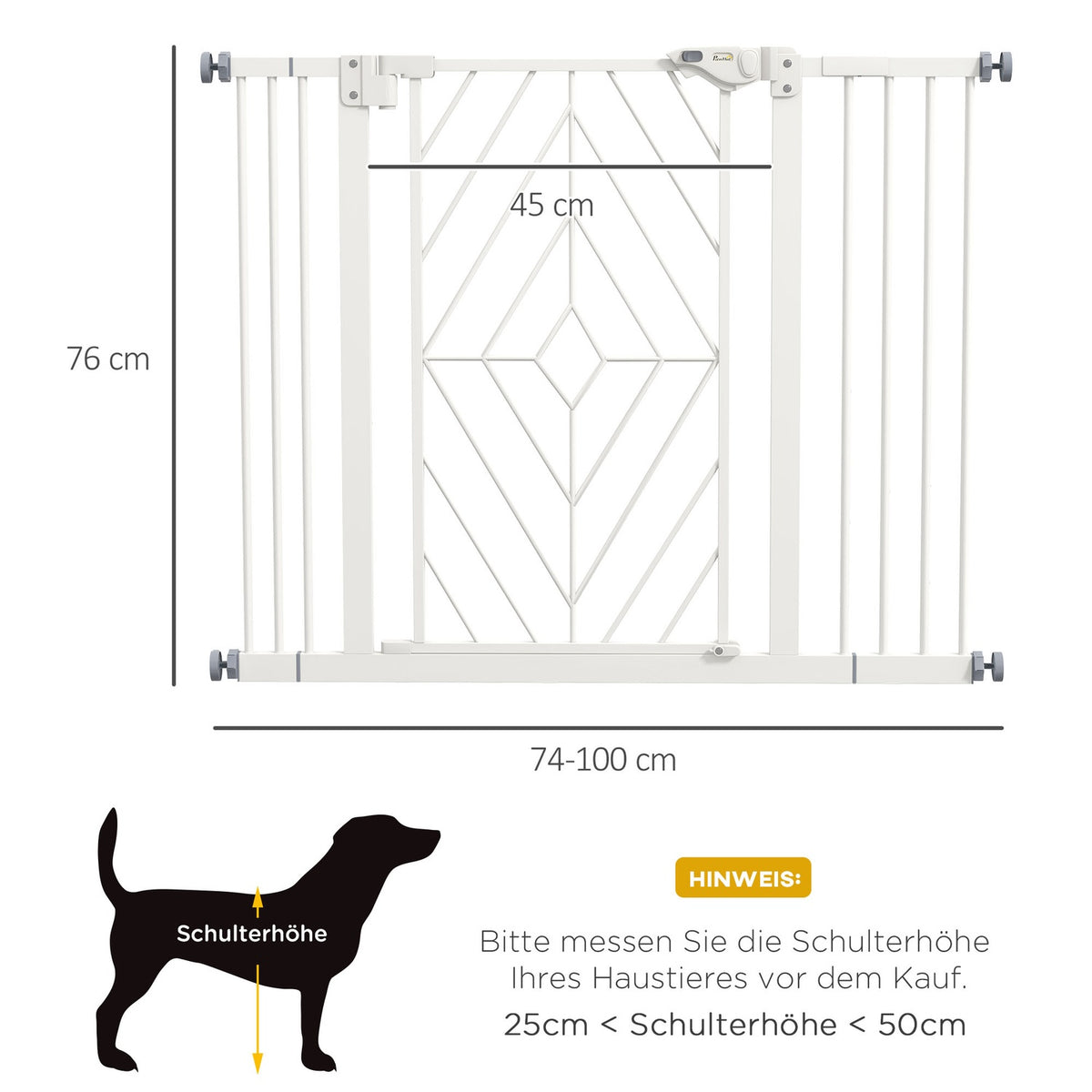 Stair Gate Dogs Automatic Door Drill-Free Barrier 74-100Cm White