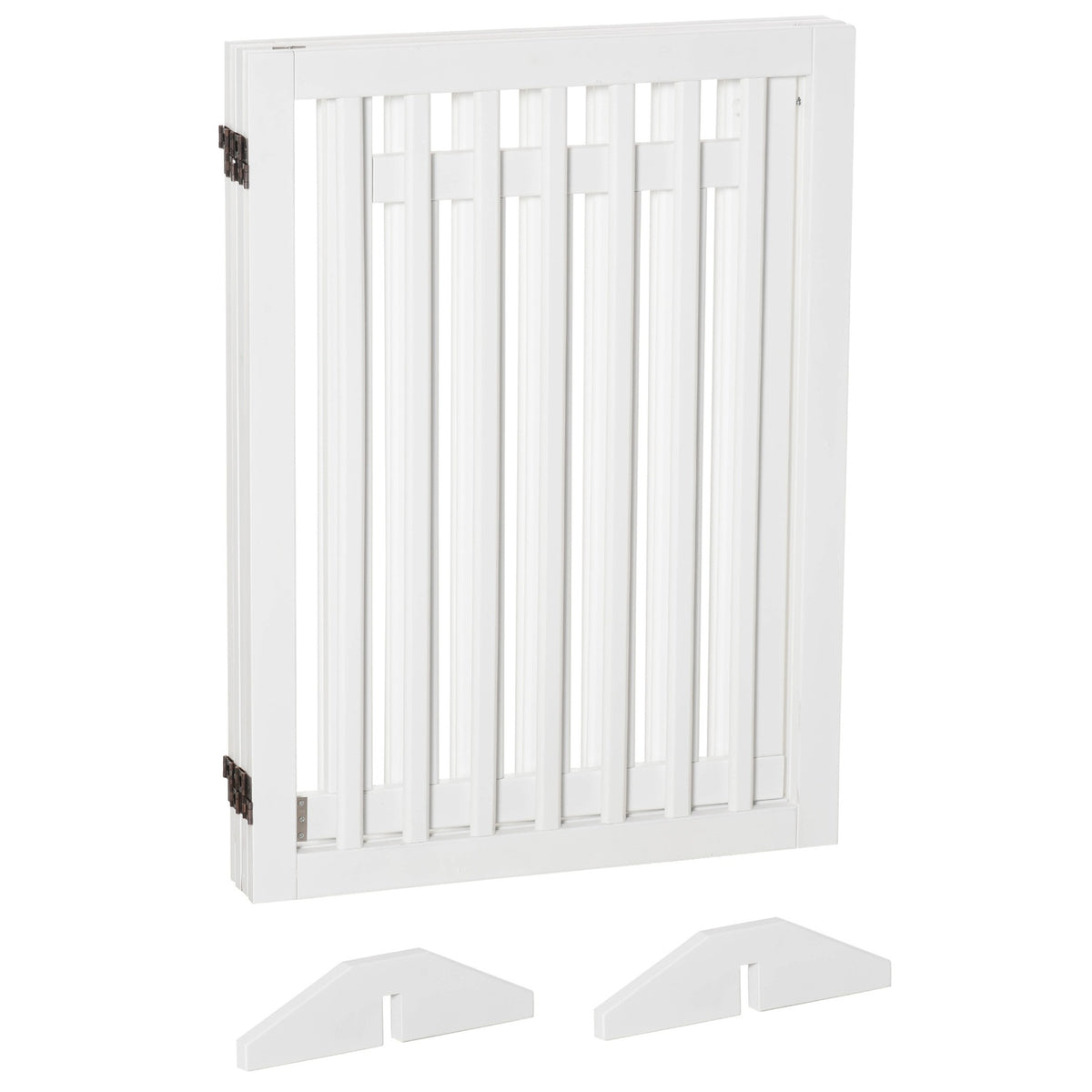 Stair Gate Foldable No Drilling Barrier Gate Protective Gate 4 Pieces Freestanding With 2 Support Feet White 81 Cm