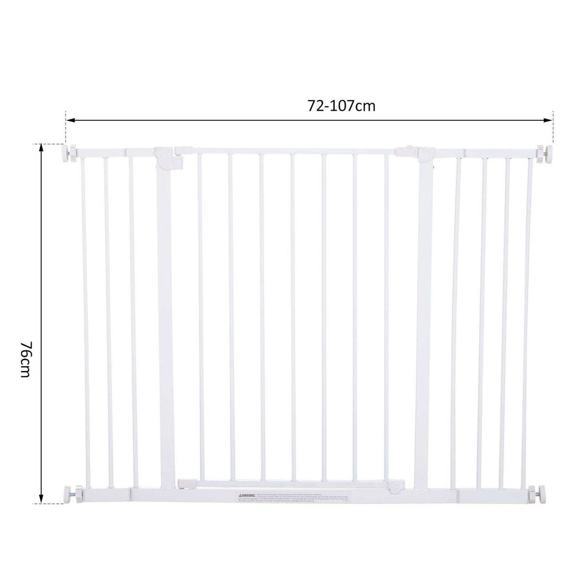 Stair Gate Metal Door Protection Barrier Gate Drill-Free Adjustable 76-107X76Cm White
