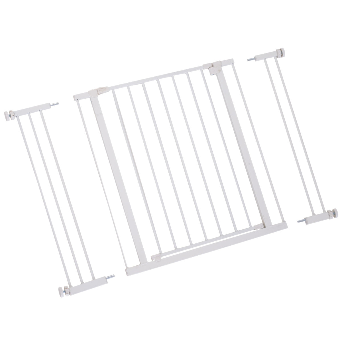 Stair Gate Metal Door Protection Barrier Gate Drill-Free Adjustable 76-107X76Cm White