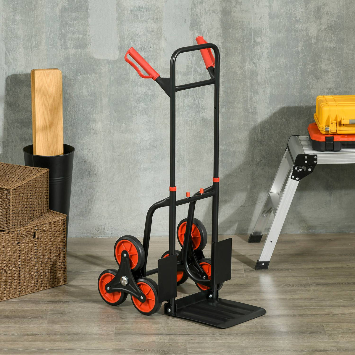Stair climber 150 kg sack truck transport truck handle height adjustable foldable steel 45 x 60 x 109 cm