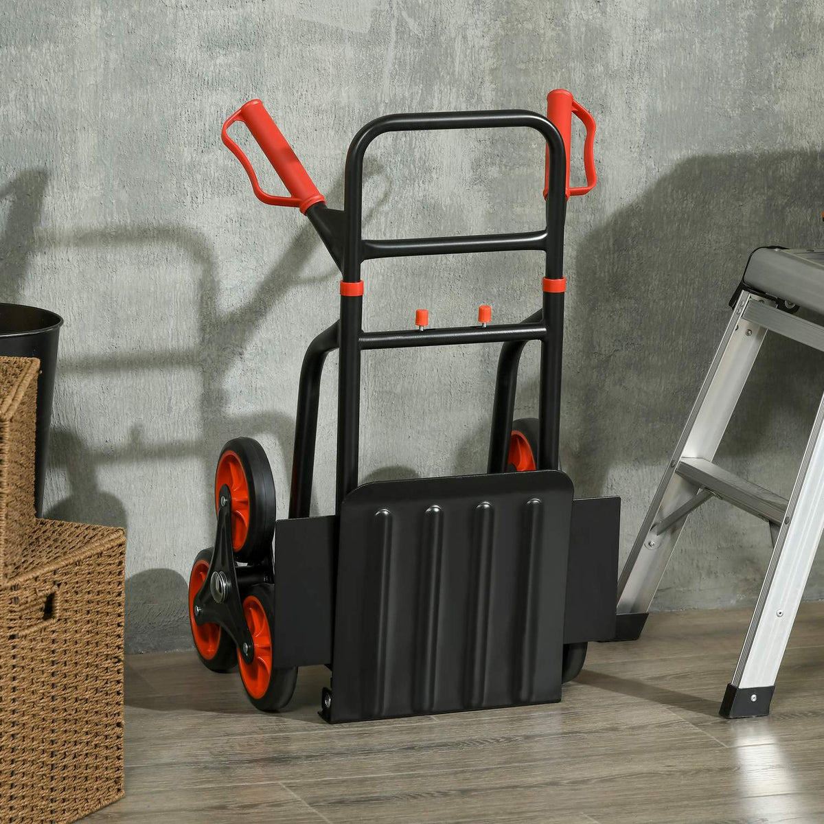 Stair climber 150 kg sack truck transport truck handle height adjustable foldable steel 45 x 60 x 109 cm