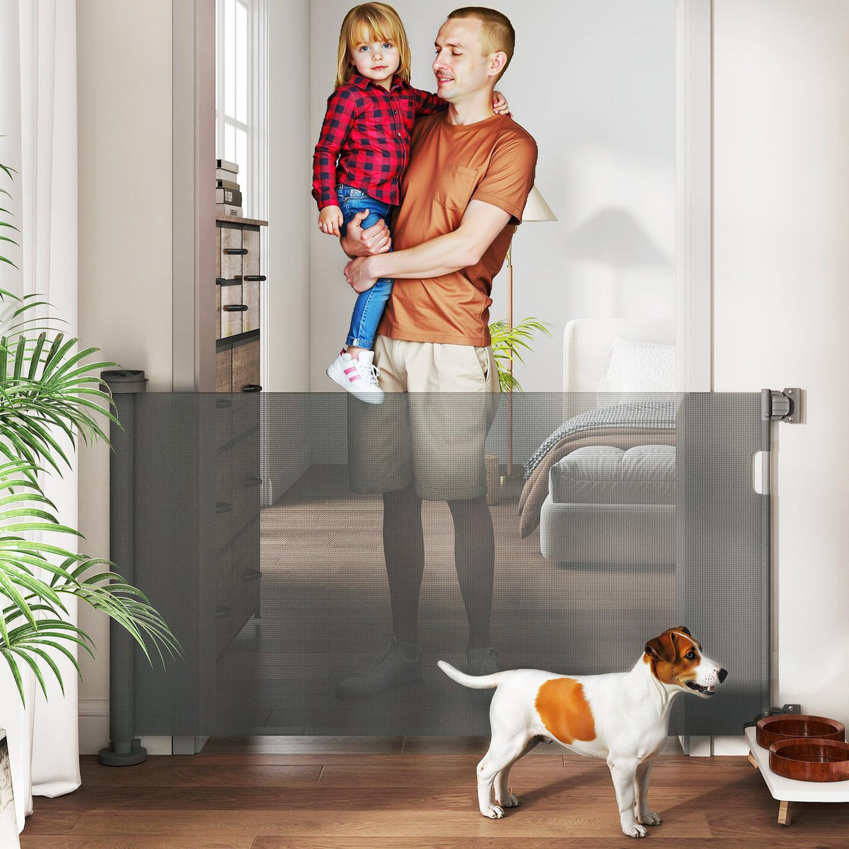 Stair gate extendable 0-136cm 87 cm high door gate for pets 142 x 10 x 87 cm grey