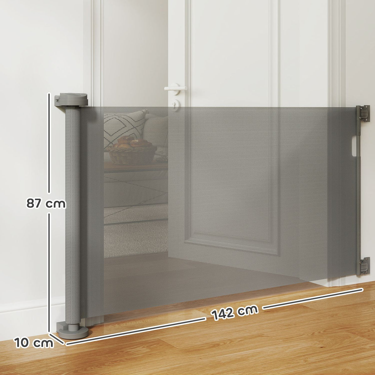Stair gate extendable 0-136cm 87 cm high door gate for pets 142 x 10 x 87 cm grey