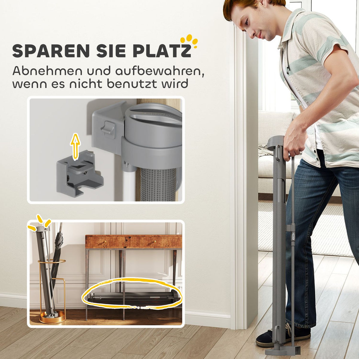 Stair gate extendable 0-136cm 87 cm high door gate for pets 142 x 10 x 87 cm grey