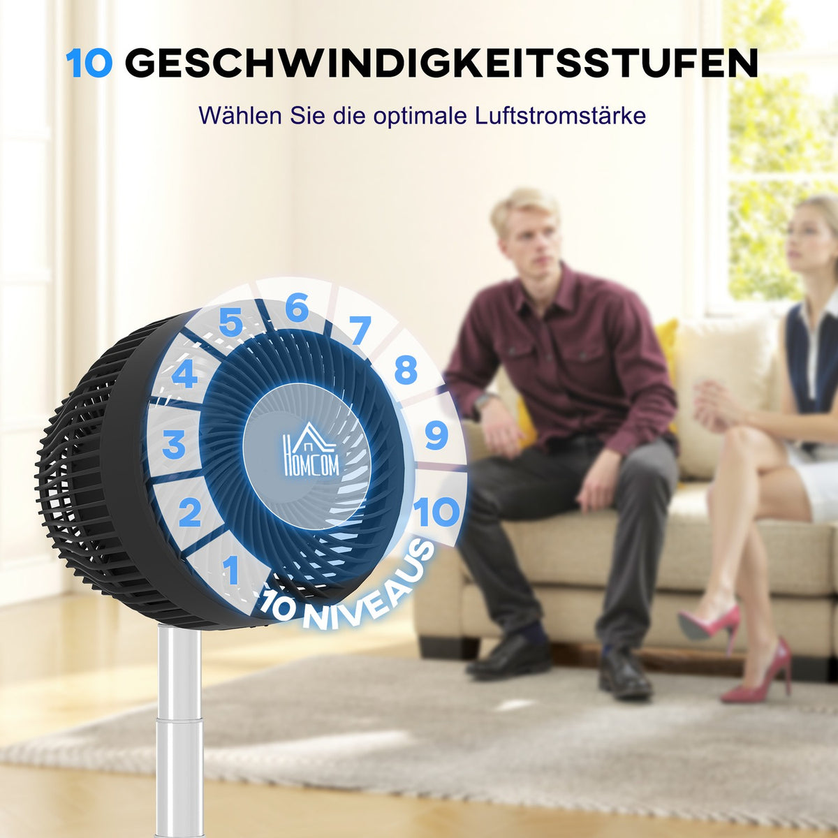 Stand Fan USB Rechargeable Fan with Remote Control Adjustable Tilt Oscillation 10 Speed Levels Timer Height Adjustable Telescopic Fan for Office Camping |