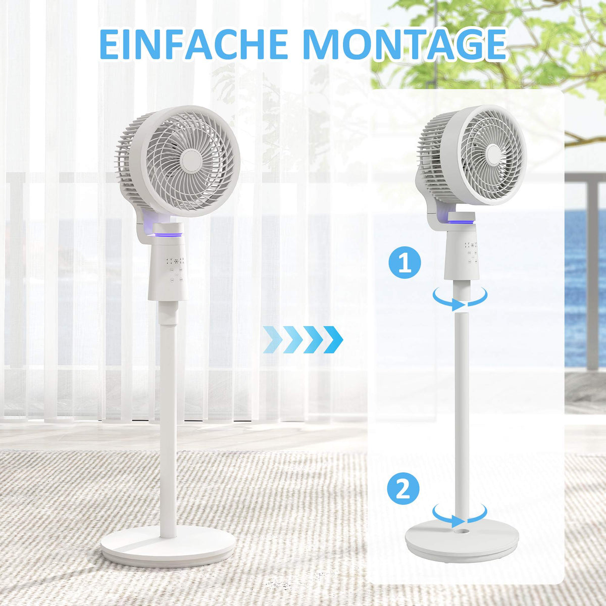 Stand Fan with Remote, 3 Speeds, 70/90 Oscillation