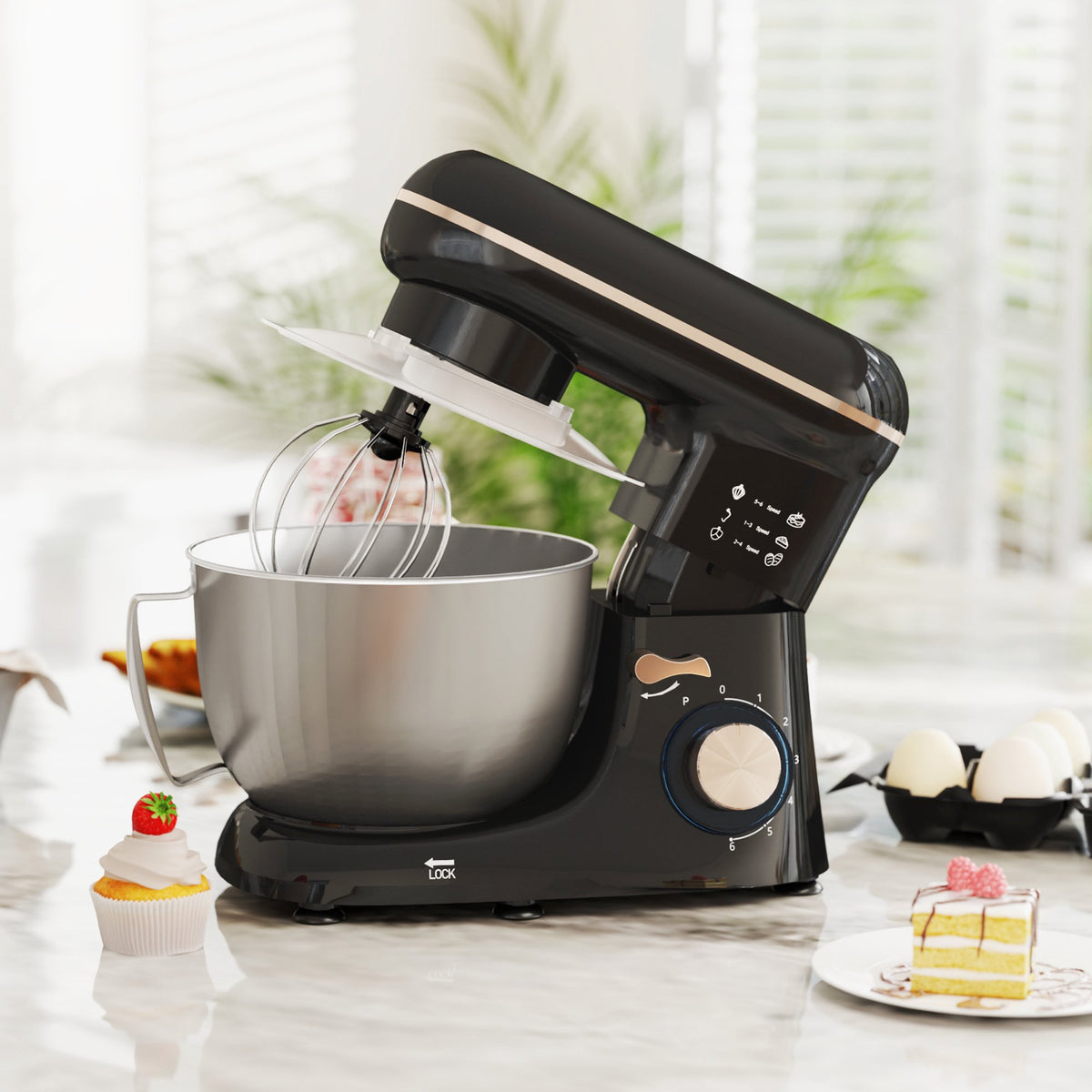Stand Mixer with 4.5L Stainless Steel Bowl, 1300W, Beige