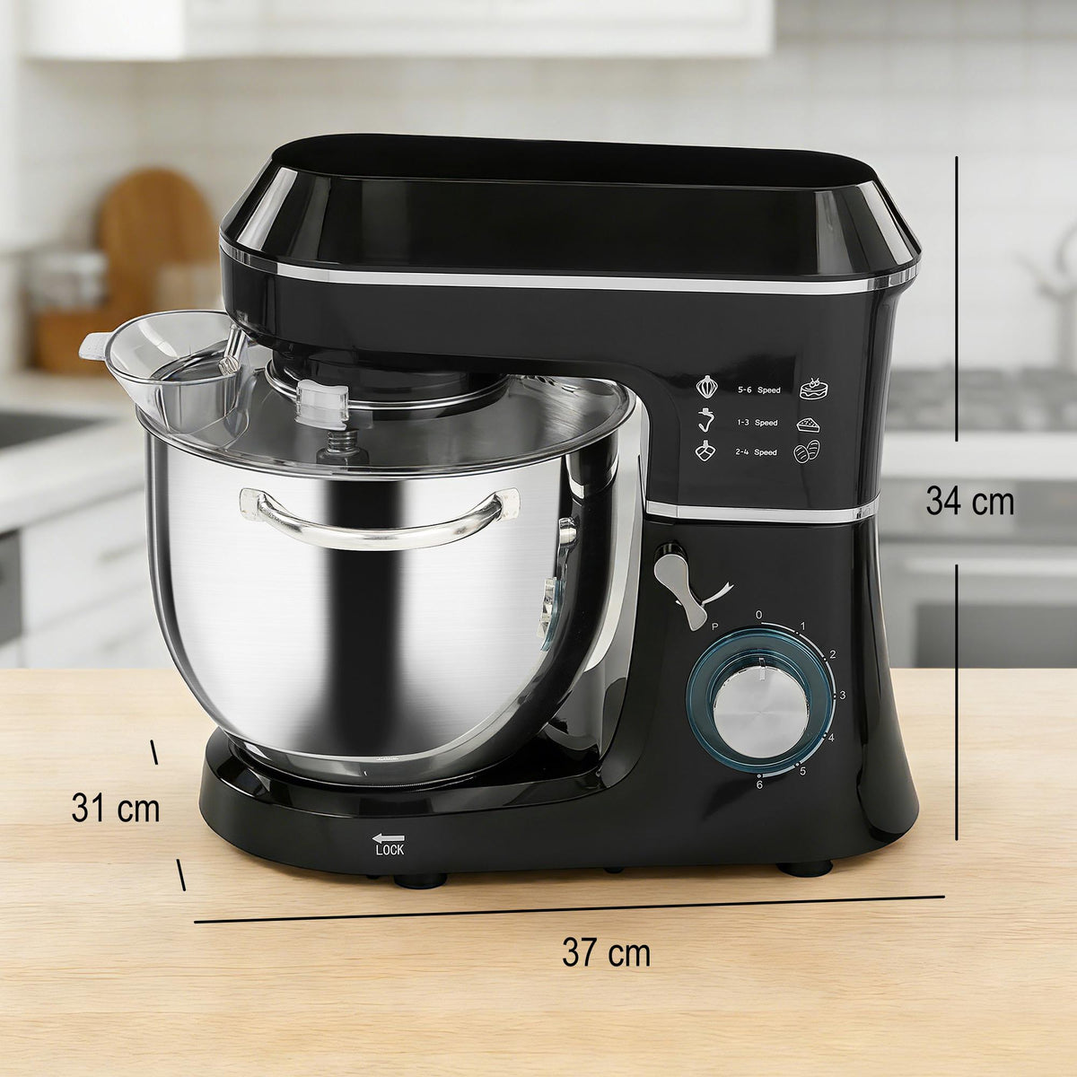Stand Mixer with 7L Stainless Steel Bowl, 1400W, Black
