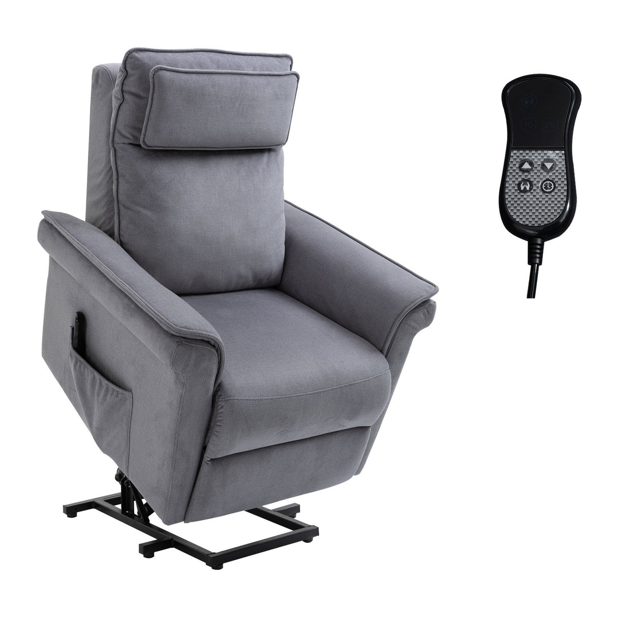 Stand-Up Chair Tv Chair With Electric Stand-Up Aid, Reclining Function, Linen Touch, Steel, Gray, 86 X 95 X 106 Cm