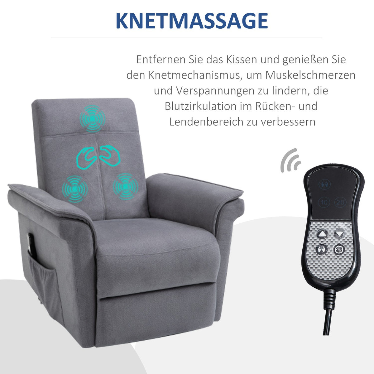 Stand-Up Chair Tv Chair With Electric Stand-Up Aid, Reclining Function, Linen Touch, Steel, Gray, 86 X 95 X 106 Cm