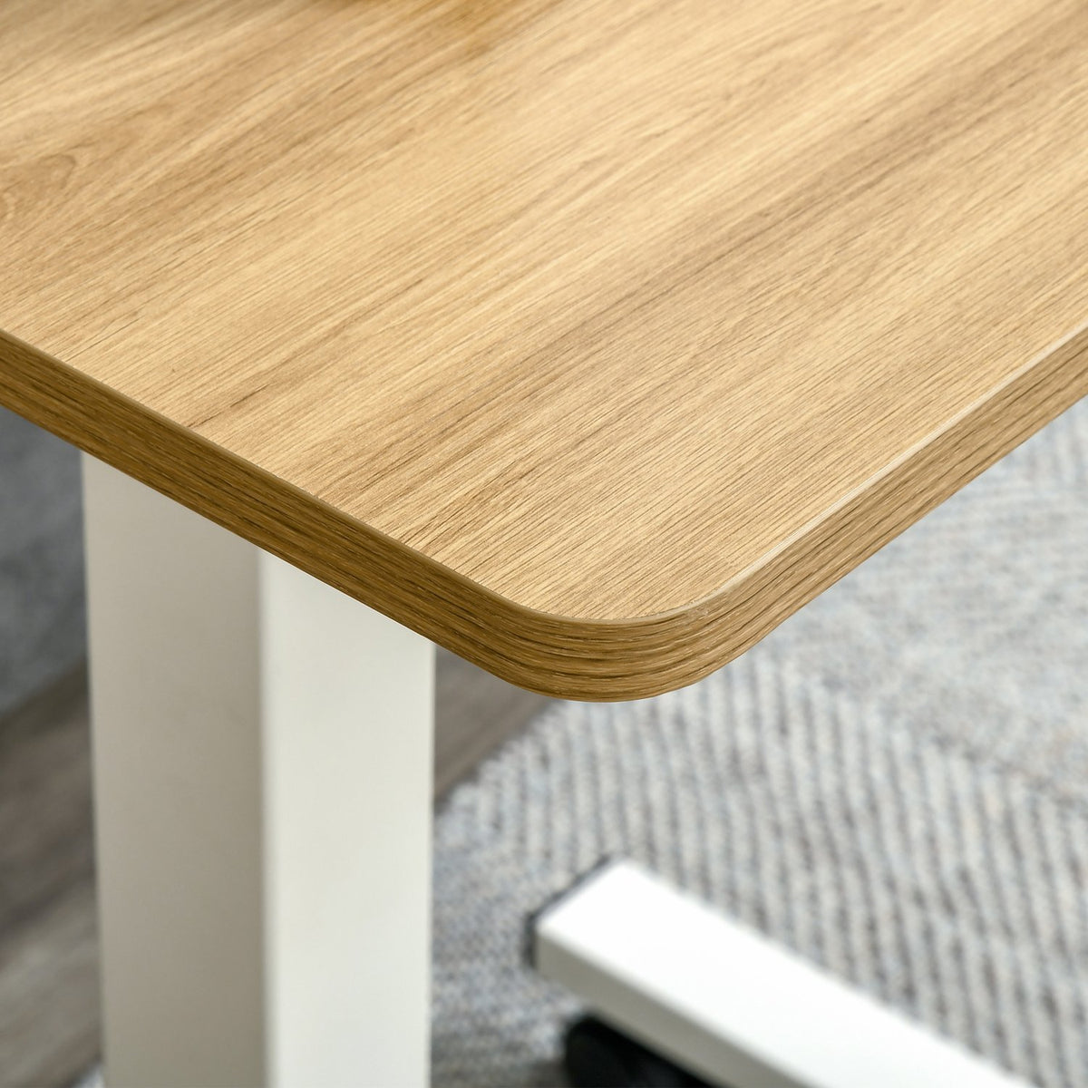 Stand-Up Desk Height-Adjustable With Wheels, C-Shaped, Space-Saving, Laptop Table, Natural + White, 70-110 Cm, Up To 70 Kg